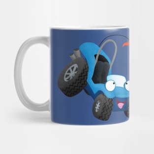 Cute happy blue dune buggy cartoon Mug